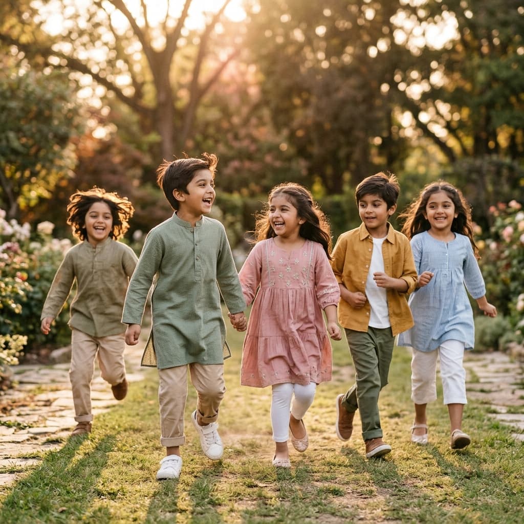 Children in Bacha Stylo clothing